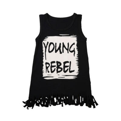 

AU Stock Kids Baby Girl Casual Tassel Vest Tops Shirt Cotton Sleeveless Dress