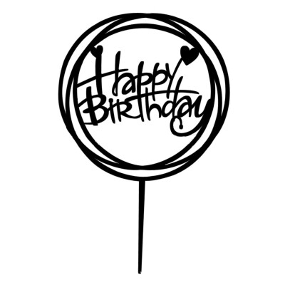 

UpperX Home Cake Wedding Birthday Cake Topper Card Birthday cake Acrylic sign Cake Party Decoration-Black Round