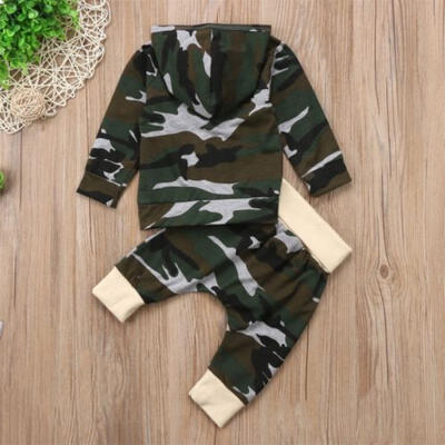 

2Pcs Newborn Infant Kids Baby Boy Camouflage Clothing T-shirt TopsPants Outfits