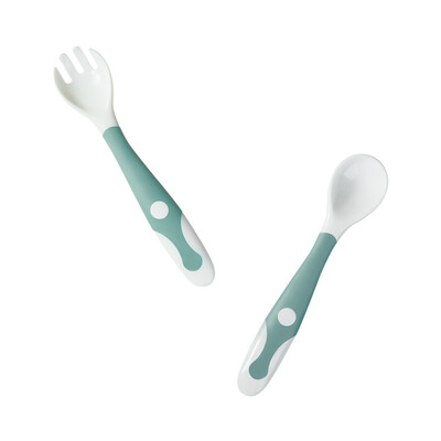 

Babycare baby spoon baby silicone soft spoon baby cutlery can be bent newborn food supplement spoon children cutlery fork spoon set 2108 green
