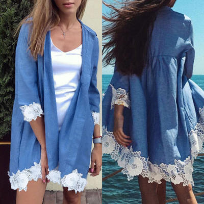 

Fashion Womens Long Sleeve Casual V Neck Tops Loose Floral V Neck Tee T Shirt