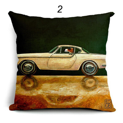 

Hot Sale Pillow Lovely Cartoon Dog Driving Car Vintage Almofadas 45X45CM Linen Pillow Decorative Linen Cushion Cover