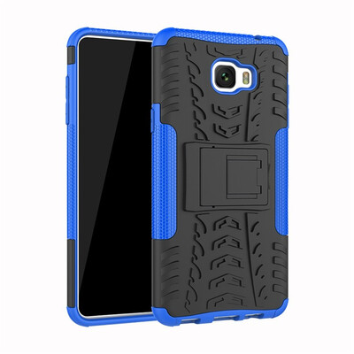 

Fivice Samsung C7 Pro Case TPU anti-fall tire pattern back clip bracket phone case