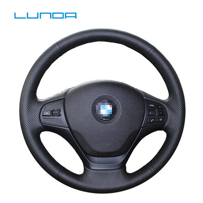 

LUNDA Black Leather Car Steering Wheel Cover for BMW 3Series5Series E36 E39 E46 X5 Hand-stitched steering wheel cover