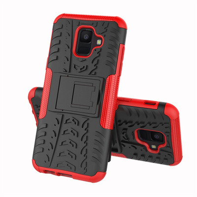 

Fivice Samsung a6 2018 Case TPU anti-fall tire pattern back clip bracket phone case