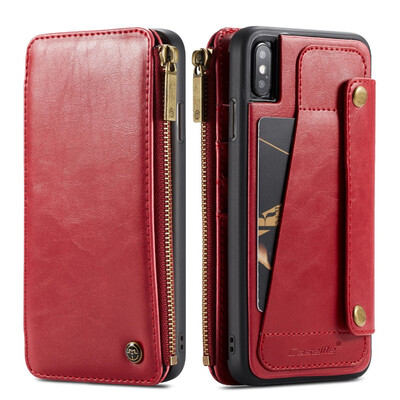 

Caseme Detachable Leather Case For iPhoneX XR XS MAX Retro Wallet Flip Leather Coque Megnetic Flip Cover for iPhone8 7 6s Plus