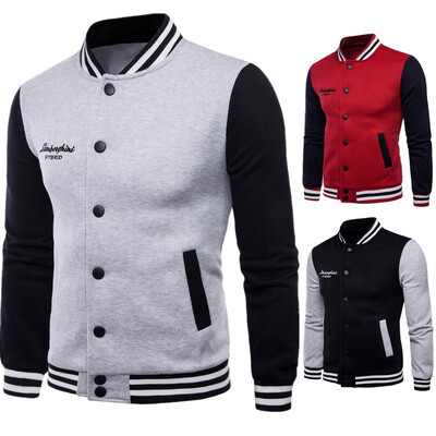 

AOWOFS new foreign trade couple fleece collar collar sweater contrast color baseball uniform large size spot Y989