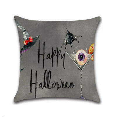 

UK SHIP Halloween Cartoon Linen Pillowcase Throw Cushion Cover Sofa Home Decor