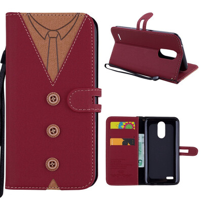 

MOONCASE LG K10 2017 stitching embossed mens leather case - red