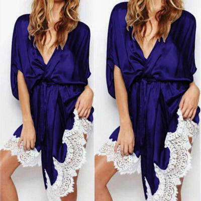 

Sexy Lingerie Women Silk Lace Robe Dress Babydoll Nightdress Nightgown Sleepwear