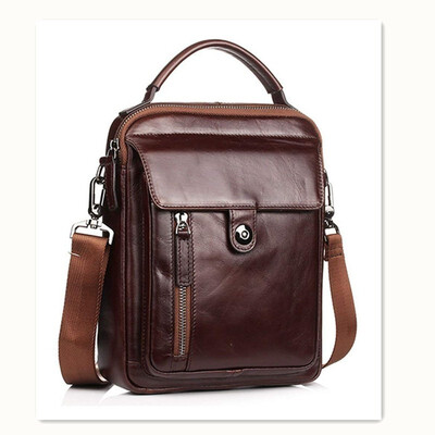 

Mens Shoulder Bags Top Layer Leather Wax Skin Business Tote