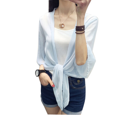 

Ultrathin Chiffon Capelet Women Shawl Beach Sun protection Joker Cardigan