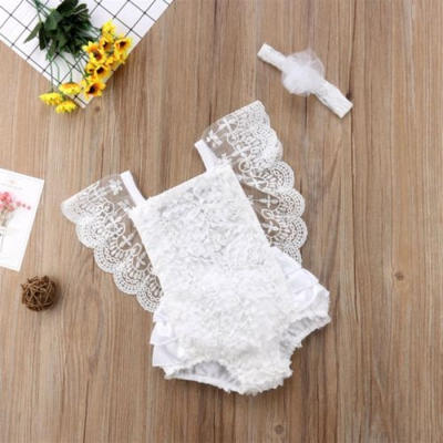

Newborn Baby Girl Lace Backless Romper Jumpsuit Headband Outfits Clothes 0-24M