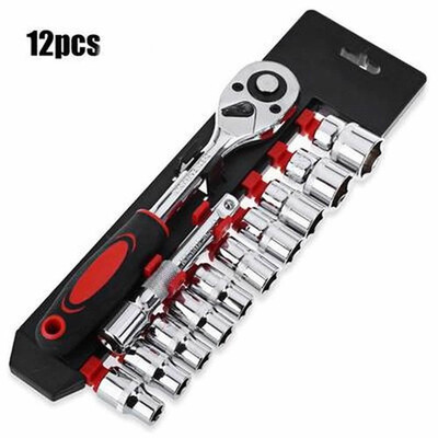 

12 pcs ZS Spanner Socket 14 Inch Drive Socket Set Ratchet Wrench Tools Kit For Auto Repai