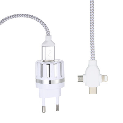 

US 3 in 1 Charging Cable Data Cable 2A with Micro USBType-cLightning for iPhone Xiaomi Huawei Samsung Nylon Braided Multiple USB