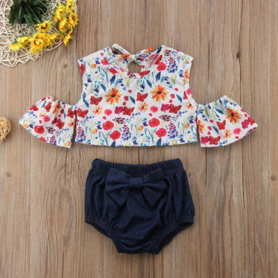 

2PCS Toddler Baby Girls Outfits T-Shirt TopsShorts Kids Clothes Suit Set Summer