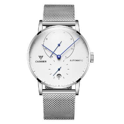 

CADISEN C1030 Men Automatic Mechanical Watch Stainless Steel Net Band Calendar Waterproof Casual Clock Wristwatch for Male