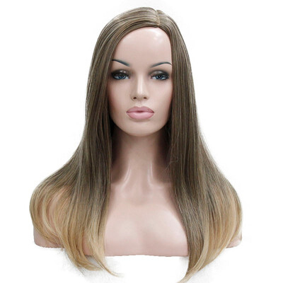 

StrongBeauty Light Brown Long Straight Side Part no Bangs Full Synthetic Wig