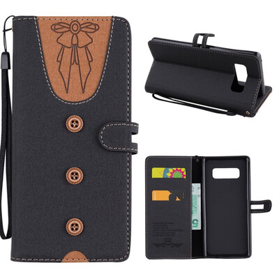 

MOONCASE Samsung Galaxy Note 8 stitching embossed womens leather case - black