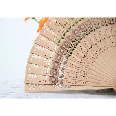 

Folding Hollow Carved Wooden Hand Fan Wedding Bridal Party Gift Souvenir