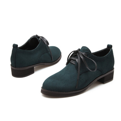 

IDIFU Womens Trendy Round Tow Low Heel Lace-up Oxfords Shoes