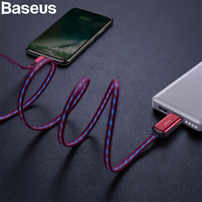 

Baseus LED 24A USB Cable for iphone XS XR XS Max 8 7 6 5 Qi Charging&Data Transfer Full line flash light Cable