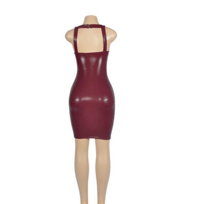 

Fashion Ladies Sexy Women PU Leather Wet Look Bodycon Clubwear Mini Short Dress