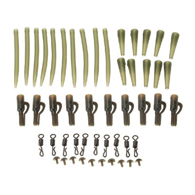 

50pcs10Set Terminal Carp Fishing Tackle Safety Lead Clips with Pins Tail Rubber Tubes Anti Tangle Sleeves Quick Change Rolling Sw