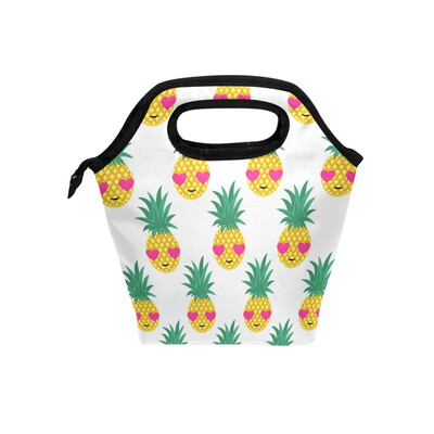 

Insulated Lunch Tote Bag Love Heart Pineapple Travel Picnic Lunch Handbags Portable Zipper Lunch Bag Box