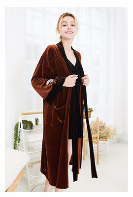 

Winter velvet couple pajamas long sleeve medium thick robe home clothes