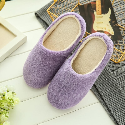 

New Pure Color Soft Plain Slippers Wood Floor Non-slip Silent Mute Cotton Slippers Unisex Type