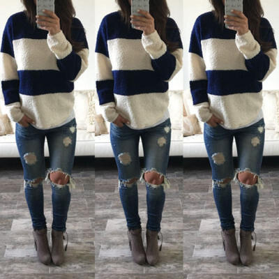 

AU Stock Womens Long Sleeve Pullover Jumper Loose Sweater Blouse Top Sweatshirt
