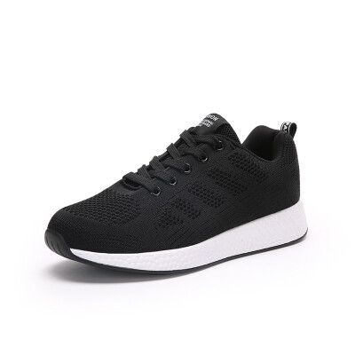 

Students Korean version of breathable Joker black casual running shoes fly woven breathable shoes