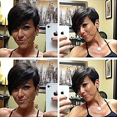 

Short Pixie Wig Human Hair Bob Lace Front Wig Glueless Lace Front Wig Pre Plucked Bleached Knots 130 Density Natural Color