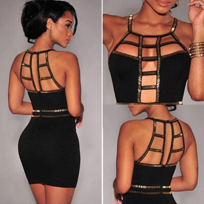 

USA Womens Bandage Bodycon Sleeveless Evening Sexy Party Cocktail Mini Dress