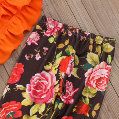 

AU Toddler Kid Baby Girl T-shirt Tops Ruffle Dresses Floral Pants Outfit Clothes