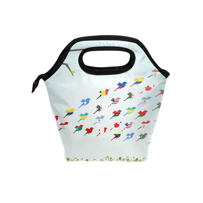 

Insulated Lunch Tote Bag Flag Bird Travel Picnic Lunch Handbags Portable Zipper Lunch Bag Box
