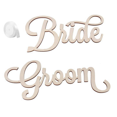 

UpperX 2pcs Bride Groom Wedding Chair Sign Bride&Groom Wedding Chairs Back Hanging for Wedding Party Decorations