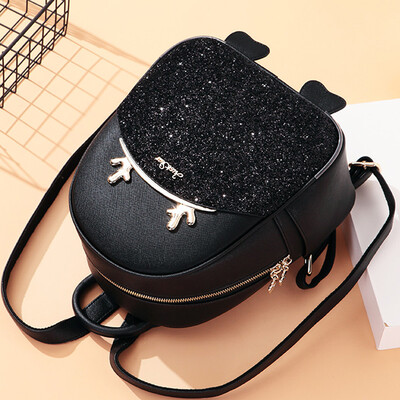 

Ou Shina JUST STAR handbags sequins antlers travel backpack female Korean version of the wild student bag backpack 582 black