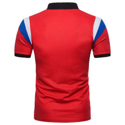 Men Stylish Casual V Neck T-Shirts Slim Fit Short Sleeve POLO Shirt Clothes Top