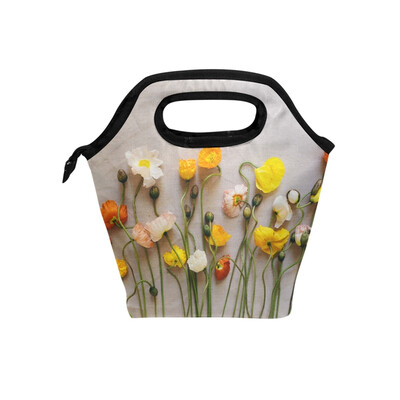 

Insulated Lunch Tote Bag Some Flower Travel Picnic Lunch Handbags Portable Zipper Lunch Bag Box