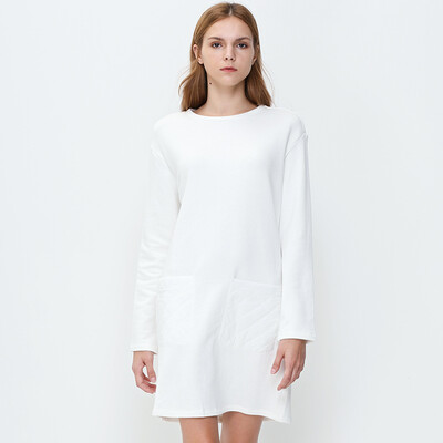 

UR молодежный тренд дамы двойной карман H тип Slim платье YV39R7BN001 белый абрикос M