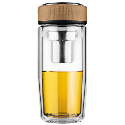 

Vientiane (WANXIANG) V17 405ML двойной жаростойкий творческих стекла деловых людей и женщин с фильтром чашки моды портативный круглый живот чашка карты желтый