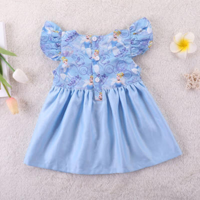 

US Kids Baby Girl Cartoon Fly Sleeve Dress Princess Party Pageant Clothes Summer