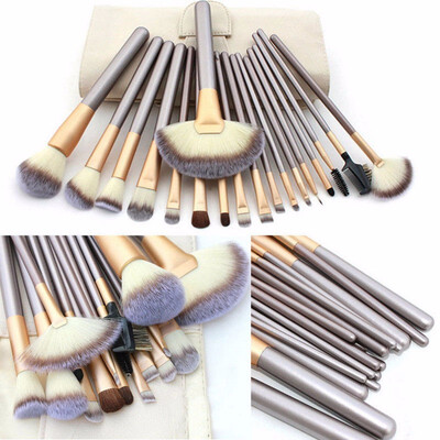 

MYBASY 12pcs18pcs24pcs Makeup Brush With Beige PU Bag