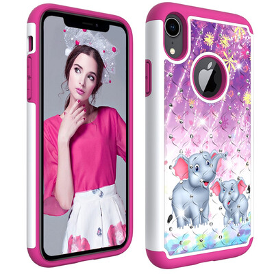 

Apple Diamond Hard PC Iphone XR Cases Non Slip TPU Drop Protection Compatible with Iphone XR