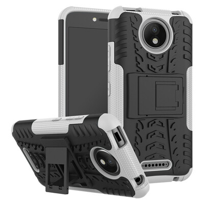 

Fivice Motorola Moto C Plus Case TPU anti-fall tire pattern back clip bracket phone case