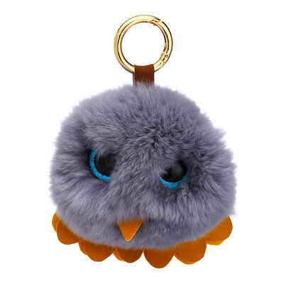 

Free Shipping Stuffed Owl Charms Minerva Bird Phone Case Straps Real Rabbit Fur Poms Balls Key Chains Pendant Plush DIY Necklaces