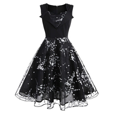 

Flowered Sleeveless Vintage Dress