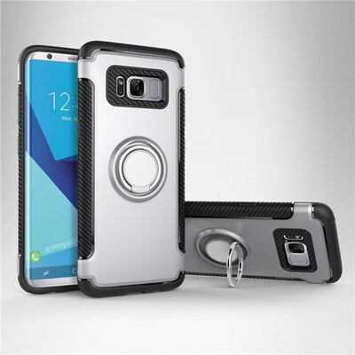 

Fecoprior Back Cover For Samsung Galaxy S8 Case Car Holder Stand Hard PC Silicon Ring Suction Bracket Celulars